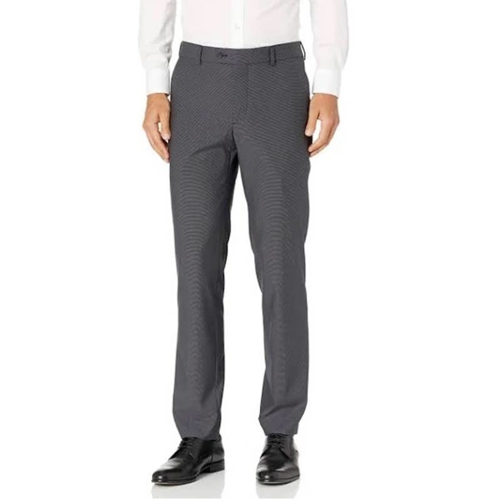 The Savile Row Strand Flat Front Tapered Leg Dress Pants Black Mens Size 44L/38W